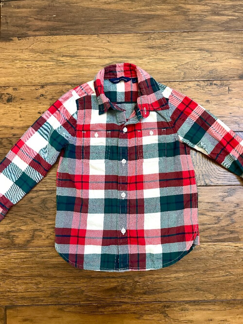 Janie and Jack Plaid Flannel Christmas Button-Down Shirt